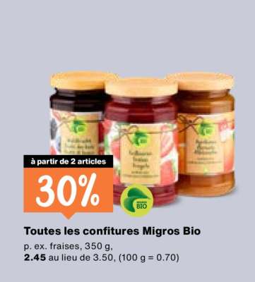 Toutes les confitures Migros Bio