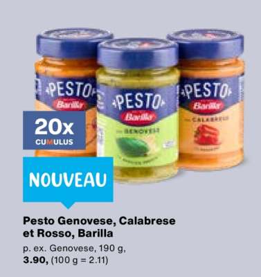 Pesto Genovese, Calabrese et Rosso, Barilla