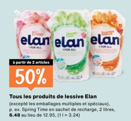 Tous les produits de lessive Elan