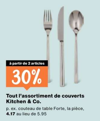 Tout l’assortiment de couverts Kitchen & Co.