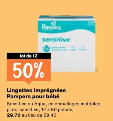 Lingettes imprégnées Pampers pour bébé