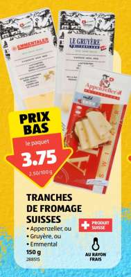 TRANCHES DE FROMAGE SUISSES