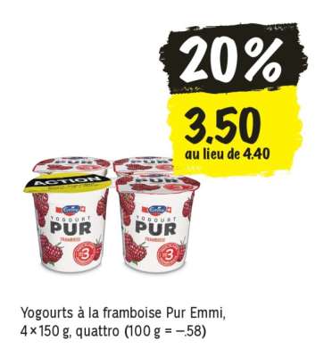 Yogourts à la framboise Pur Emmi