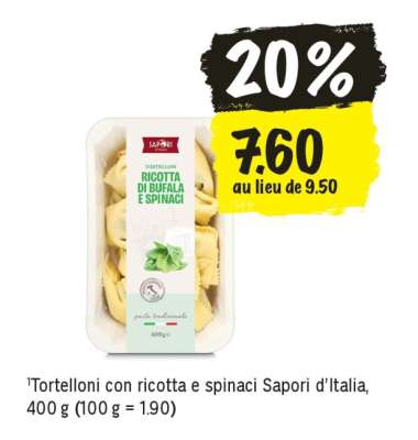 Tortelloni con ricotta e spinaci Sapori d’Italia