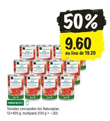 Tomates concassées bio Naturaplan