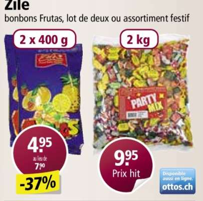 Zile bonbons Frutas, lot de deux ou assortiment festif