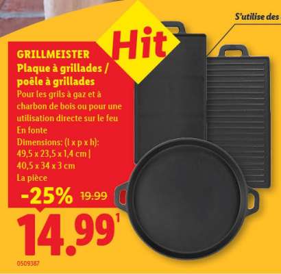 GRILLMEISTER Plaque à grillades / poêle à grillades