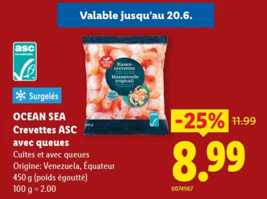 OCEAN SEA Crevettes ASC avec queues