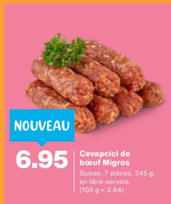 Cevapcici de bœuf Migros