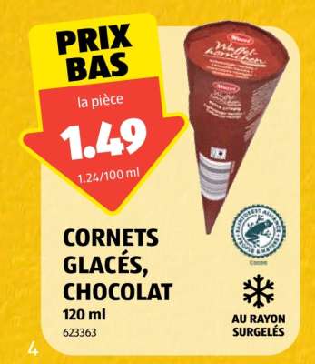 CORNETS GLACÉS, CHOCOLAT