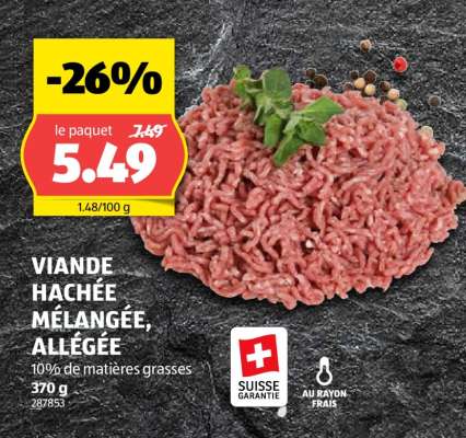 VIANDE HACHÉE MÉLANGÉE ALLÉGÉE