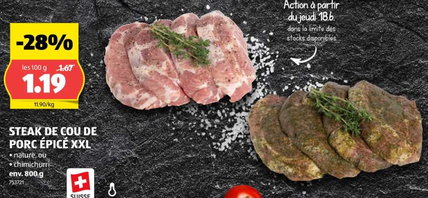 STEAK DE COU DE PORC ÉPICÉ XXL