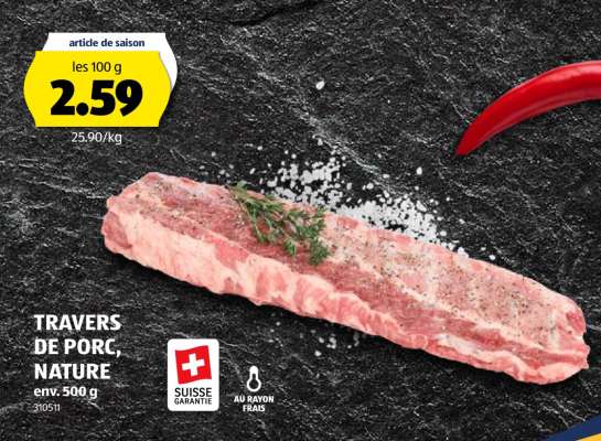 Travers de porc nature