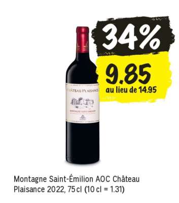 Montagne Saint-Émilion AOC Château Plaisance 2022, 75 cl