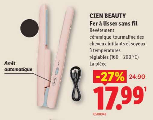 CIEN BEAUTY Fer à lisser sans fil