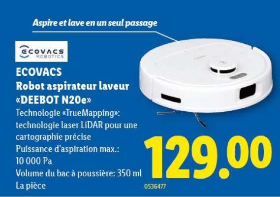 ECOVACS Robot aspirateur laveur «DEEBOT N20e»