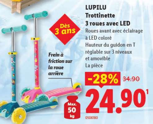LUPILU Trottinette 3 roues avec LED