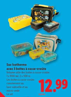 Sac isotherme avec 3 boîtes à casse-croûte