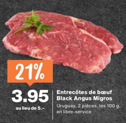 Entrecôtes de bœuf Black Angus Migros