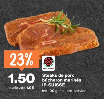 Steaks de porc bûcheron marinés