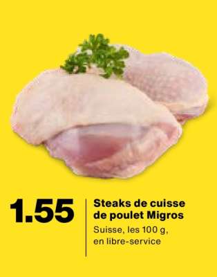 Steaks de cuisse de poulet Migros