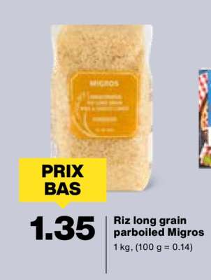 Riz long grain parboiled Migros