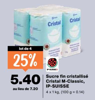 Sucre fin cristallisé Cristal M-Classic, IP-SUISSE