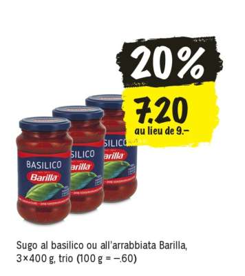 Sugo al basilico ou all’arrabbiata Barilla