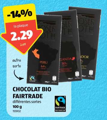 CHOCOLAT BIO FAIRTRADE