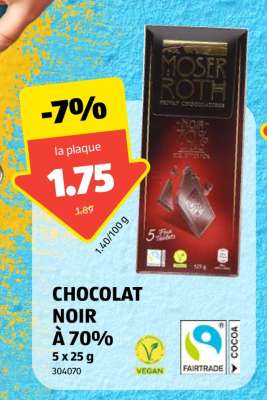 CHOCOLAT NOIR À 70%