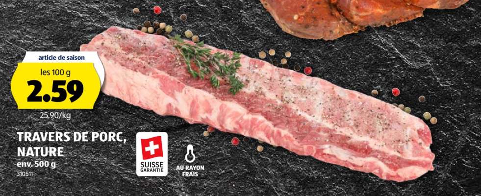 Travers de porc nature