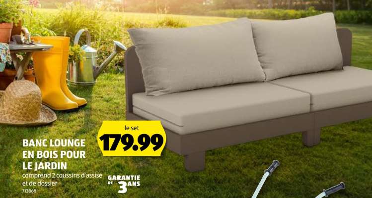 BANC LOUNGE EN BOIS POUR LE JARDIN