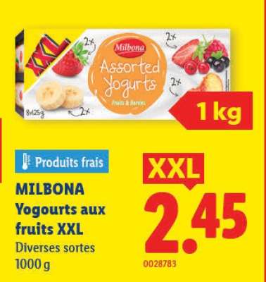 MILBONA Yogourts aux fruits XXL