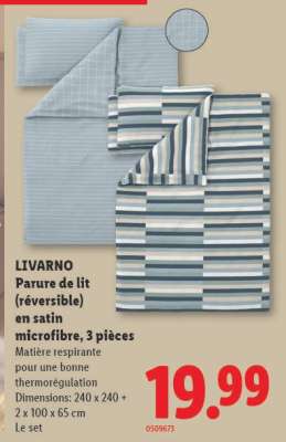 LIVARNO Parure de lit (réversible) en satin microfibre, 3 pièces
