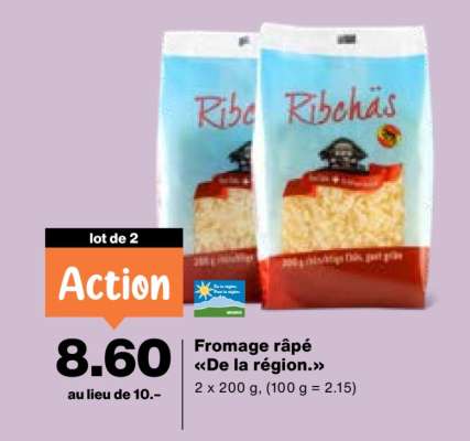 Fromage râpé «De la région.»