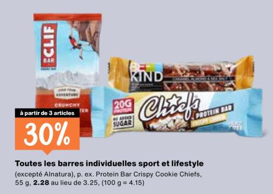 Toutes les barres individuelles sport et lifestyle