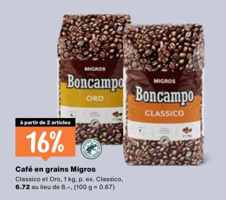 Café en grains Migros