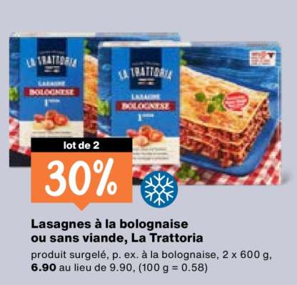 Lasagnes à la bolognaise ou sans viande, La Trattoria