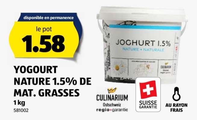 YOGOURT NATURE 1.5% DE MAT. GRASSES