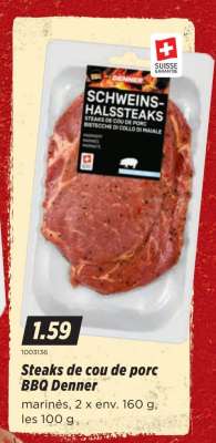 Steaks de cou de porc BBQ Denner