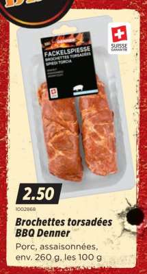 Brochettes torsadées BBQ Denner