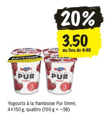 Yogourts à la framboise Pur Emmi