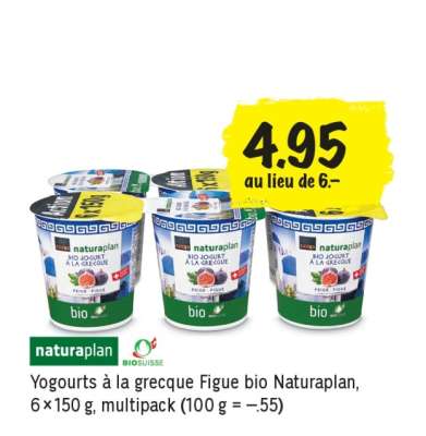 Yogourts à la grecque Figue bio Naturaplan