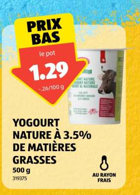 YOGOURT NATURE À 3.5% DE MATIÈRES GRASSES
