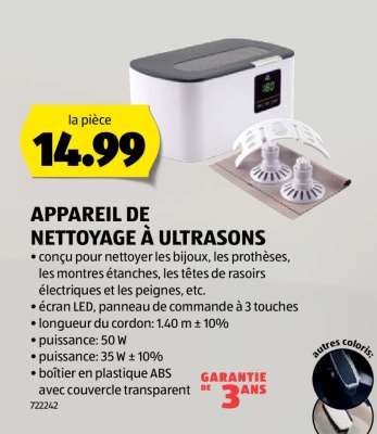 APPAREIL DE NETTOYAGE À ULTRASONS