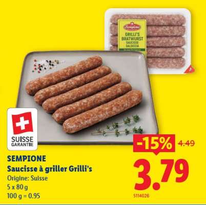 Saucisse à griller Grilli’s