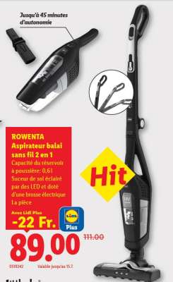ROWENTA Aspirateur balai sans fil 2 en 1