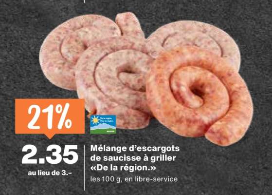 Mélange d'escargots de saucisse à griller «De la région.»