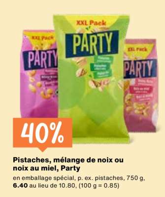 Pistaches, mélange de noix ou noix au miel, Party