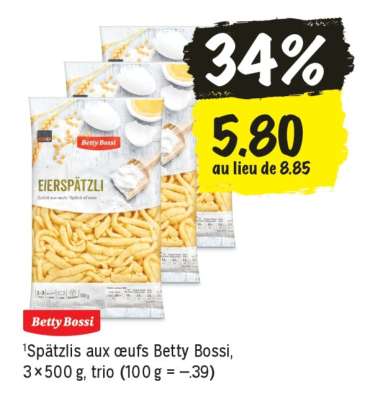 Spätzlis aux oeufs Betty Bossi